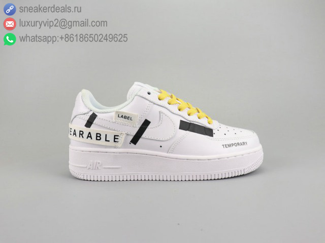 NIKE AIR FORCE 1 '07 LOW SWOOSH TEMPORARY WEARABLE WHITE UNISEX SKATE SHOES